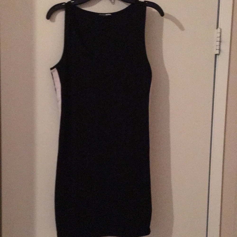 Short black dress.